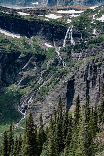 Waterfalls Above Bullhead Lake - Glacier NP